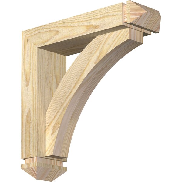 Ekena Millwork Thorton Arts and Crafts Rough Sawn Bracket w/ Offset Brace, Douglas Fir, 4"W x 14"D x 14"H BKT0402X14X14THR03RDF - main